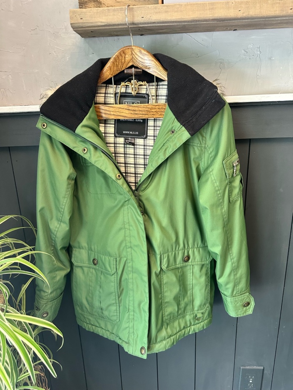 NILS Green Hooded Snow Jacket Size 8 Waterproof Winter Coat Outdoor